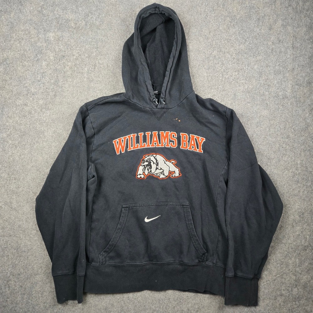 Nike Hoodie Mens S Black Williams Bay Bulldogs‎ Center Swoosh Y2K Skater Grunge